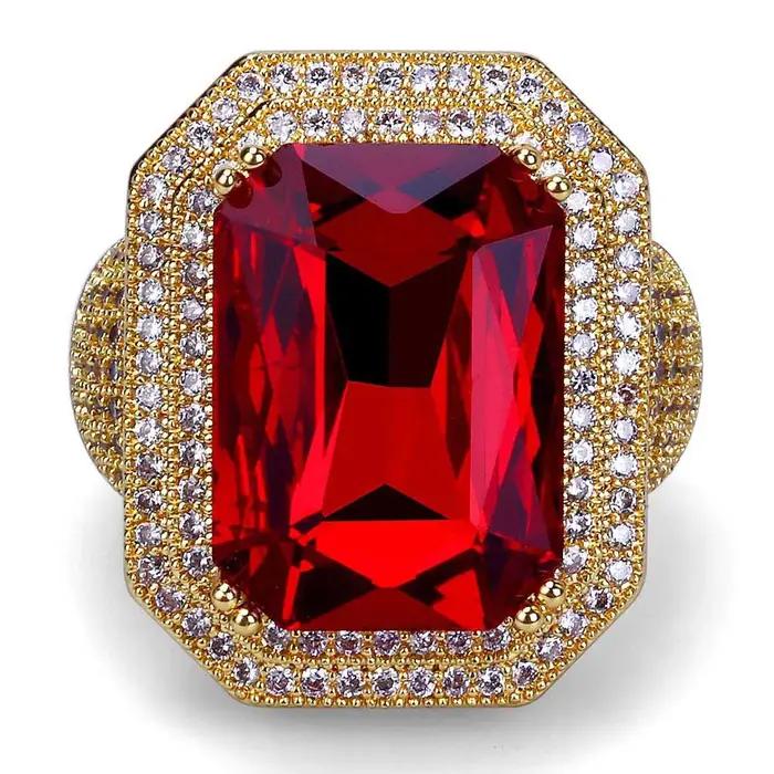 Bague Hip Hop de luxe haut de gamme plaquée or