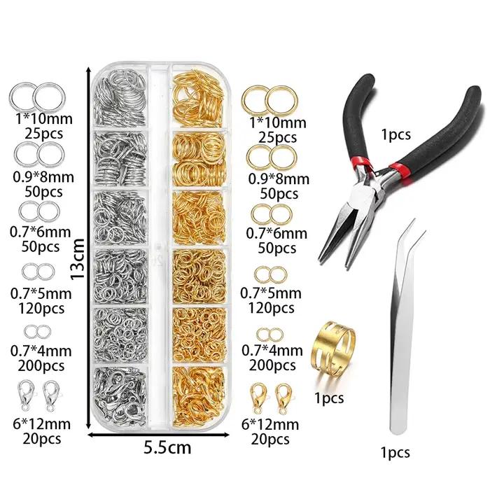 930 pièces/boîte Kits de résultats de bijoux anneaux de saut ouverts fermoirs à homard crochets pinces à épiler pour