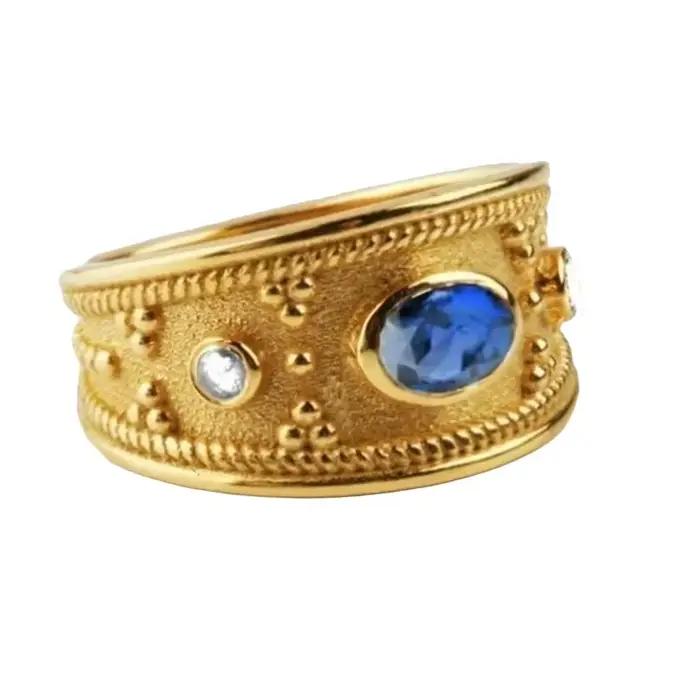 Bague d'agate bleue intégrée