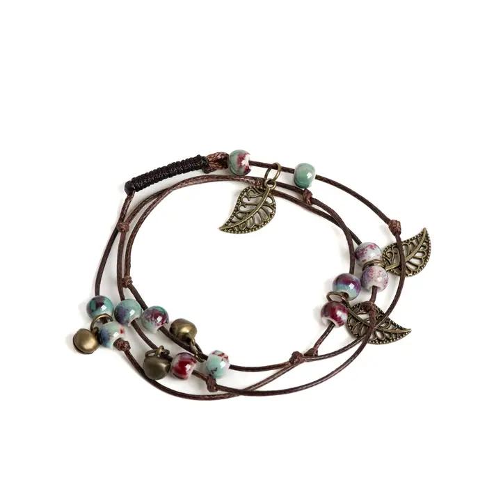 Bracelet de perles en céramique multicouche pour femme
