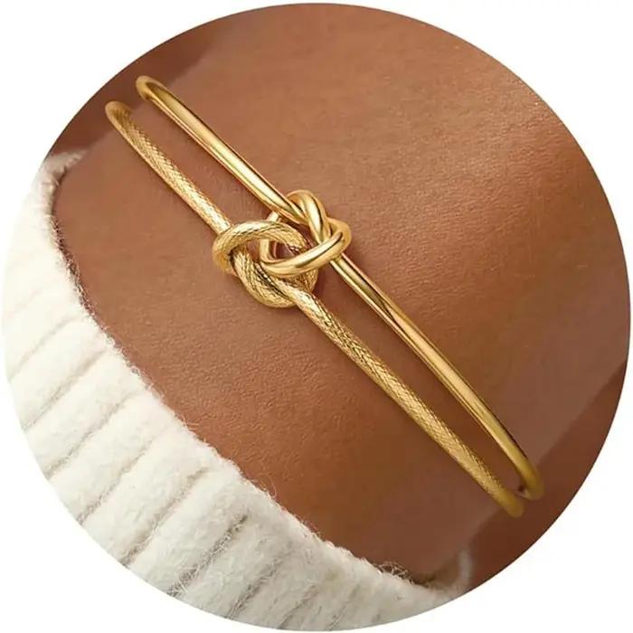 Bracelets à Double couche avec nœud pour femmes
