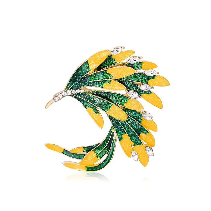 Broche phénix de tempérament délicat, strass, longue queue, cristal phénix, accessoires peints, bijo