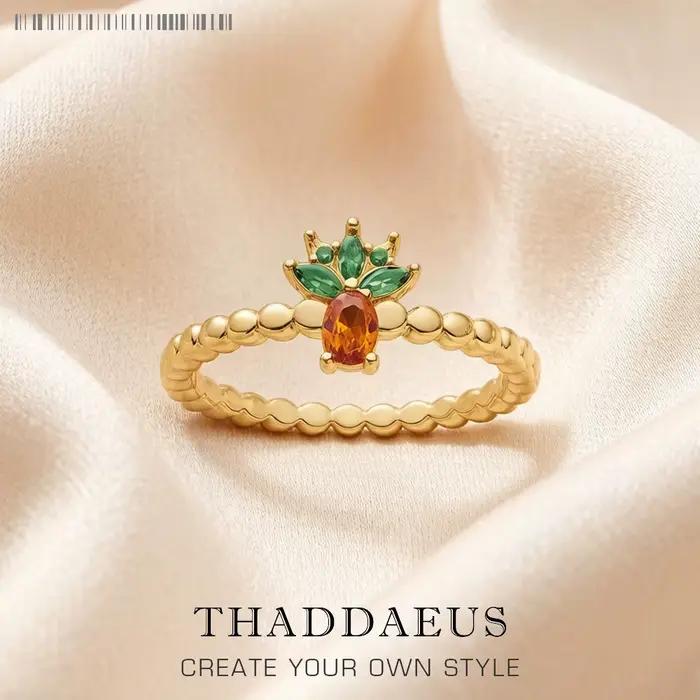 Bague en argent regardé 2022 avec ananas pour femme, bijoux fins dorés, style européen, cadeau tout