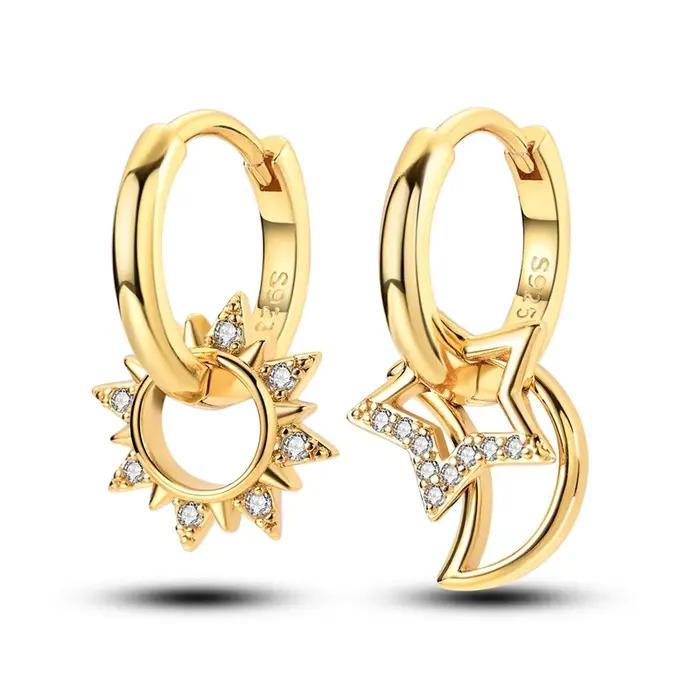 Boucles d'oreilles en argent sterling 925 dorées pour femmes