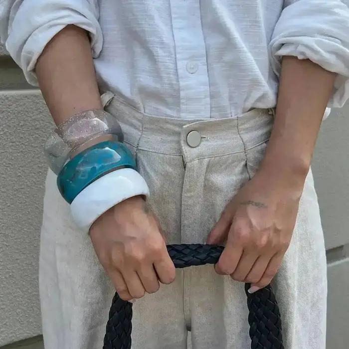 Bracelet vendange géométrique résine épaisse tracker d'humeur femme occassions spéciales