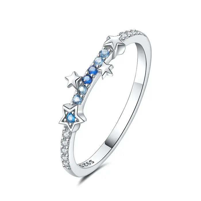 Bague fermée en argent Sterling 925 pour femmes, dégradé d'étoile en Zircon, bijoux de personnalité, cadeaux exquis pour fête d'anniversaire