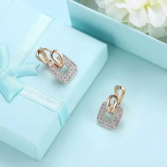 Lekani 2019 Unique forme carrée Piercing Huggie cerceau boucle d'oreille pour les femmes argent/or 2 couleurs