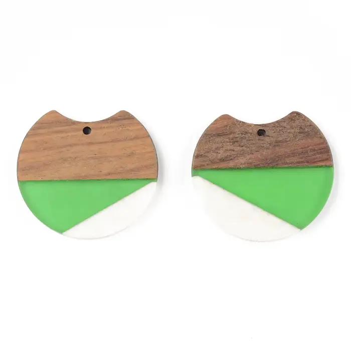 Boucles d'oreilles rondes coréennes en bois et résine élégantes pour femmes occasions spéciales