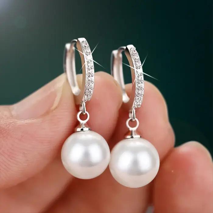 Boucles d'oreilles en perles d'eau douce naturelles 925 Sterling pour femmes élégantes occasions festives avec certificat officiel