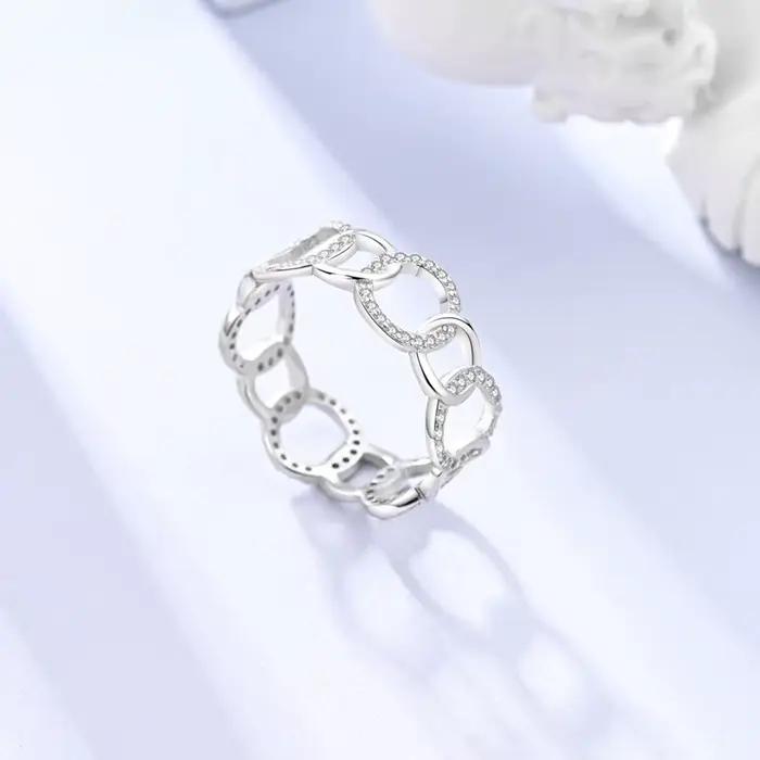 Bague circulaire éternelle en argent Sterling 925 pour femmes et filles