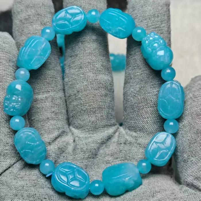 Bracelet Pixiu en Amazonite naturelle de qualité AAA du Brésil - Bijou
