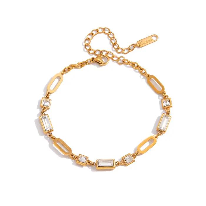 Bracelet multi-géométrique en zircon Ars chaîne réglable en acier inoxydable pour femmes occasions spéciales elegance moderne