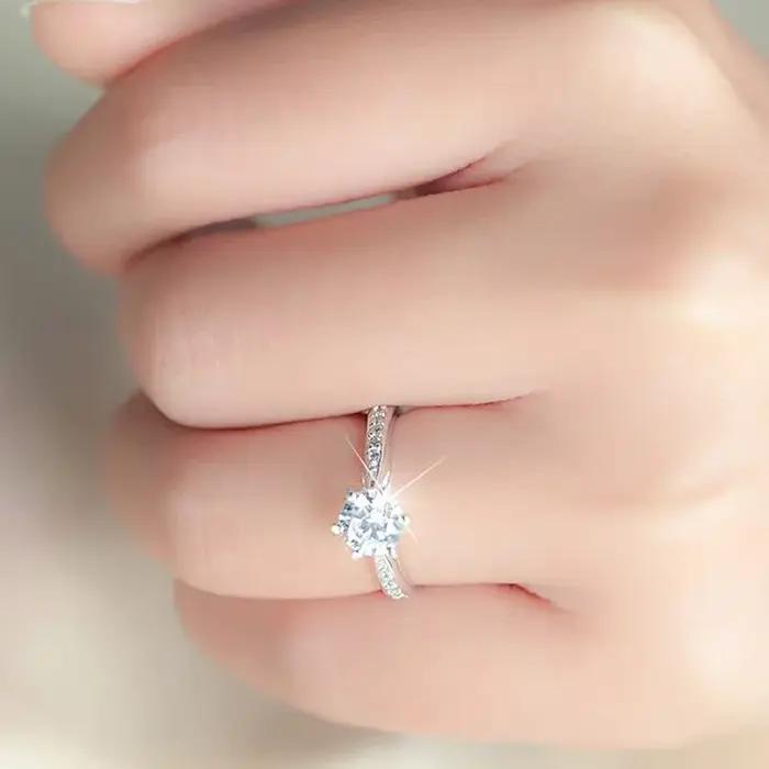 Bague classique de luxe en argent Sterling 925 pour femmes