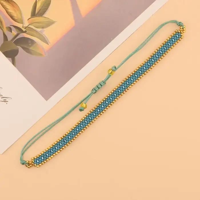 Bracelet de perles de riz couleur originalité multicouche tricot à la main bohême réglable mode Simple bracelet de perles