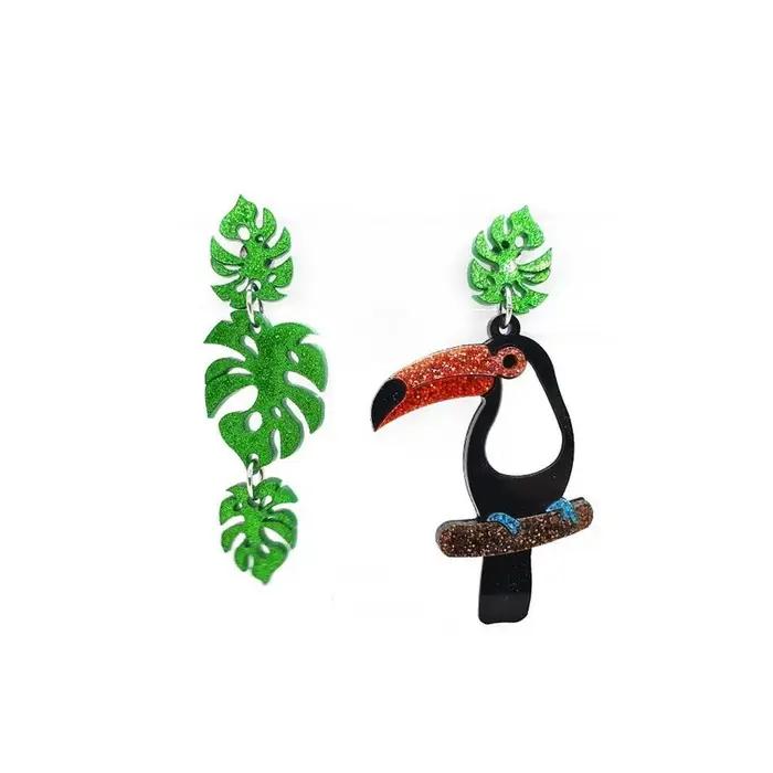 YAOLOGE nouveau 1pc personnalisé exagéré flamant acrylique boucles d'oreilles perroquet grand oiseau facturé oiseau Animal boucles d'oreilles bijoux cadeau