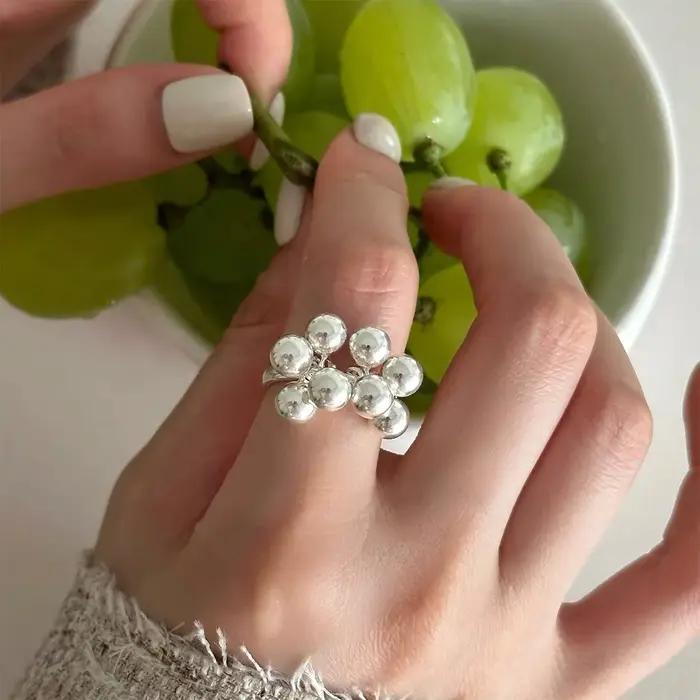 BFClub – bagues en pierre cloche couleur argent pour femmes