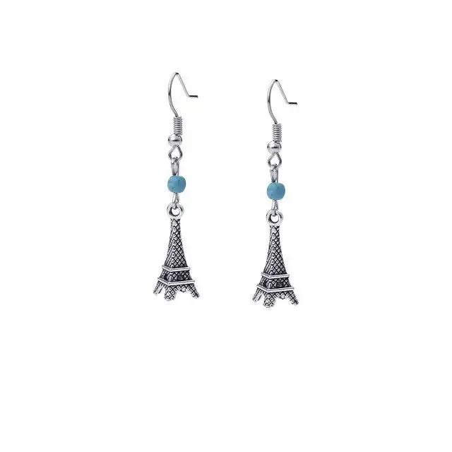 Aihua-Boucles d'oreilles en pierre turquoise naturelle bohème pour femme