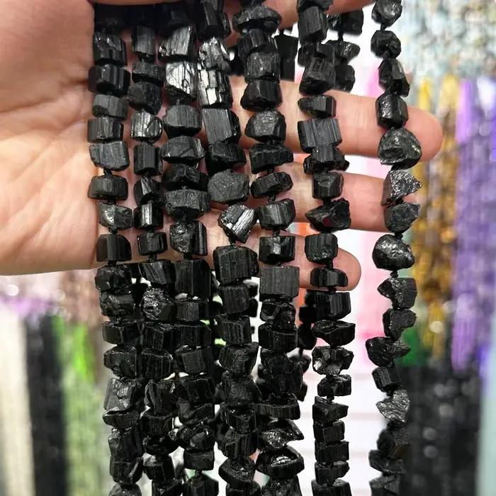 Perles de pépite de tourmaline noire, bijoux de bricolage, exécutif