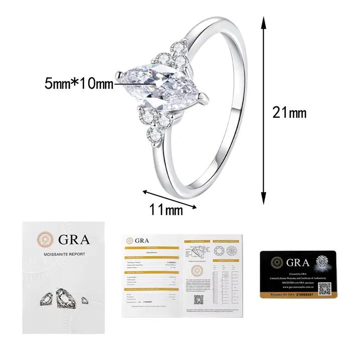 Bague de Fiançailles en Moissanite Marquise 1 Carat pour Femme