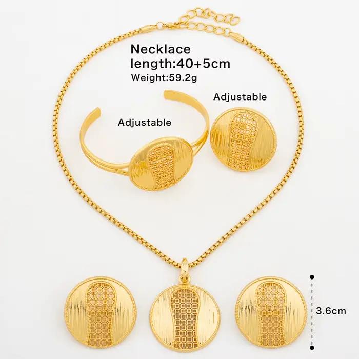 Ensemble de bijoux couleur or dubaï, chaîne Design carte africaine, boucles d'oreilles pour femmes, bague Barcelet, cadeau de fête de mariage