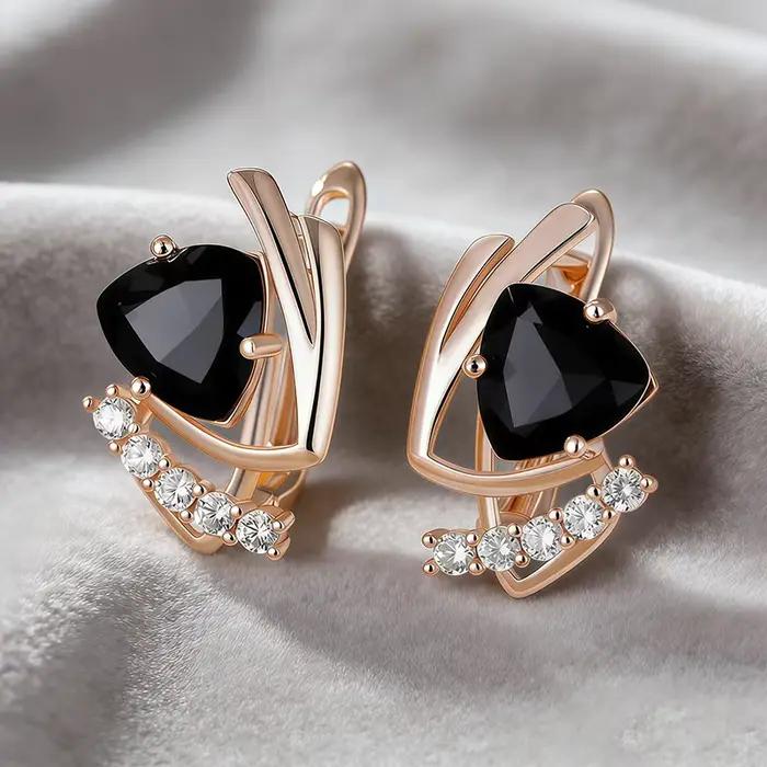 Boucles d'oreilles en pierre noire WBMQDA pour femmes, élégantes et modernes, parfaites pour les occasions spéciales et les cadeaux