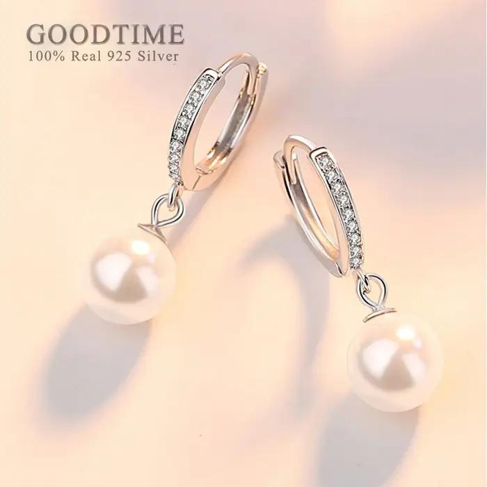 Femmes à la mode boucle d'oreille pur 925 en argent Sterling Zircon boucles d'oreilles