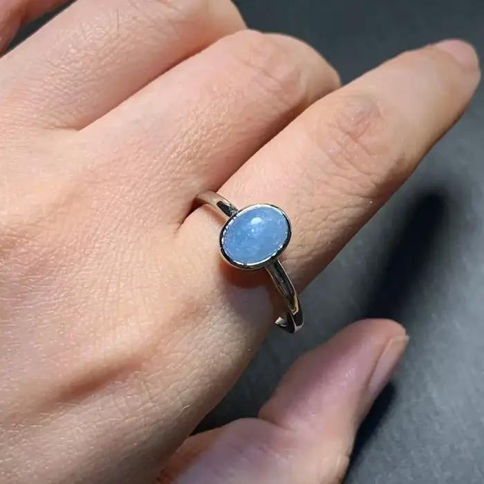 Bague aigue-marine naturelle Vintage pour femmes