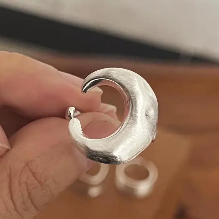 Bagues en argent sterling 925 minimalistes en forme de lune pour femmes, bijoux de fête, cadeaux pour occasions spéciales et soirées festives
