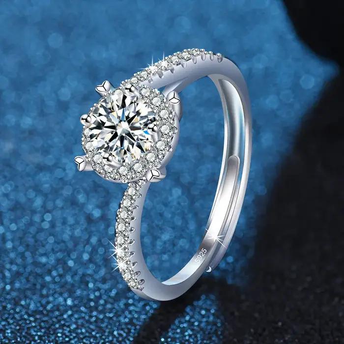 Bague en argent sterling 925 réglable pour femme avec pierres de zirconium pour occasions spéciales mariage soirée gala
