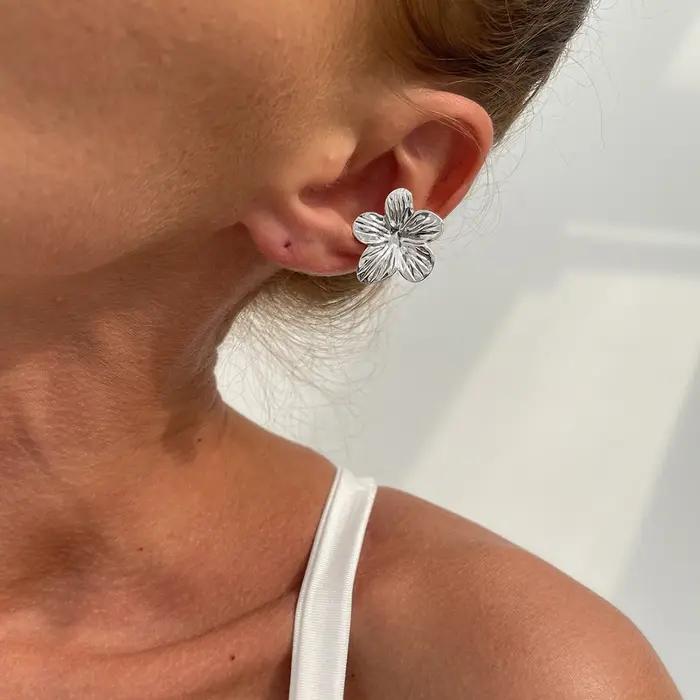 2 pièces/ensemble couleur or fleur oreille Clips boucles d'oreilles sans perforé pour les femmes mode pétale Floral
