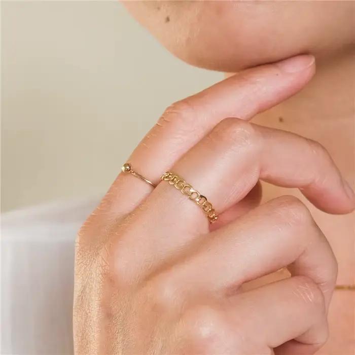 14K or rempli petite boule Bague minimalisme bijoux Knuckle Anillos Mujer bohème