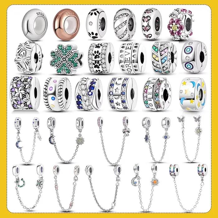 Breloques et perles clips en argent 925 avec fermoir