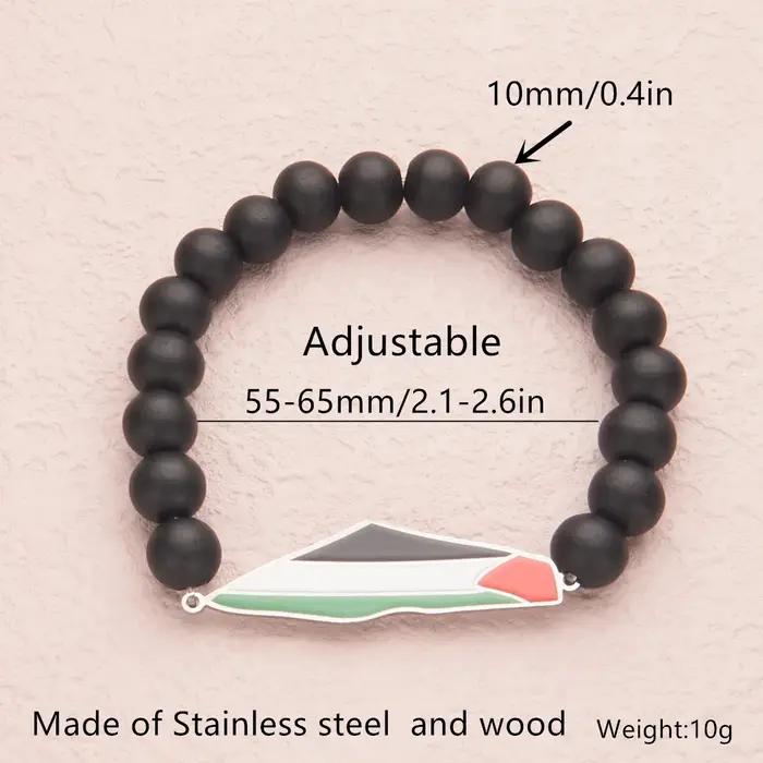 HNSP Palestine Bracelet de perles pour hommes chaîne à main en acier inoxydable