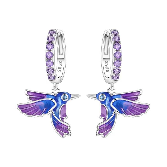 Boucles d'Oreilles en Argent Sterling S925 Motifs Oiseaux Colibris Perroquets Bijoux Originaux Mode Fête Anniversaire Pour Femmes Occasions Spéciales