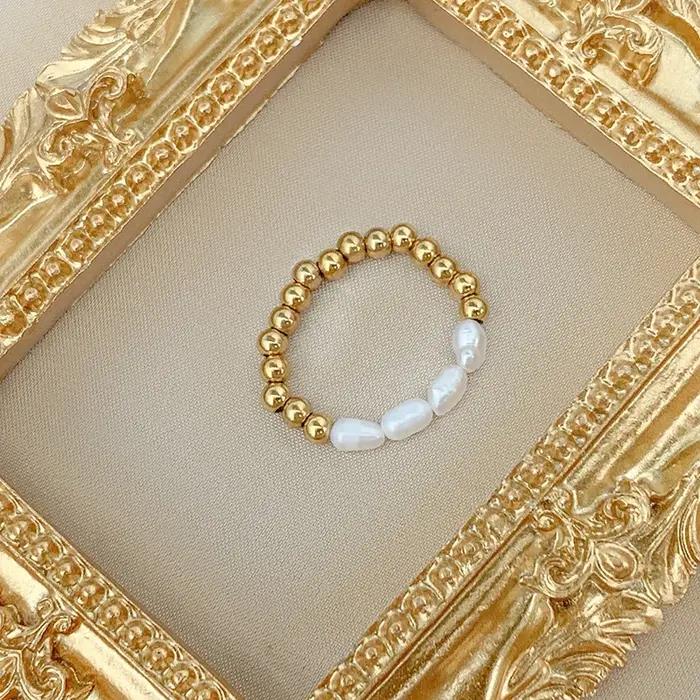 Bague en perles d'eau douce naturelles pour femme
