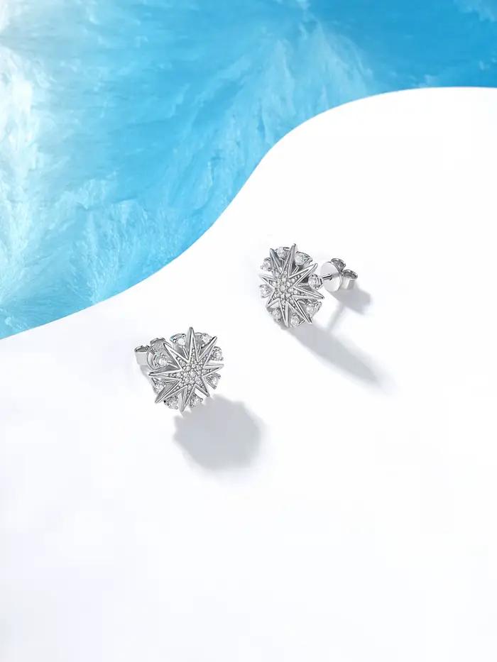Boucles d'oreilles étoile à huit branches en argent Sterling S925 avec pierre zirconium pour femmes, bijoux de luxe simples, cadeau occasionnel