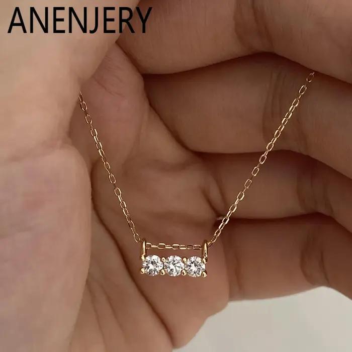 ANENJERY – collier avec pendentif rond en Zircon brillant pour femmes
