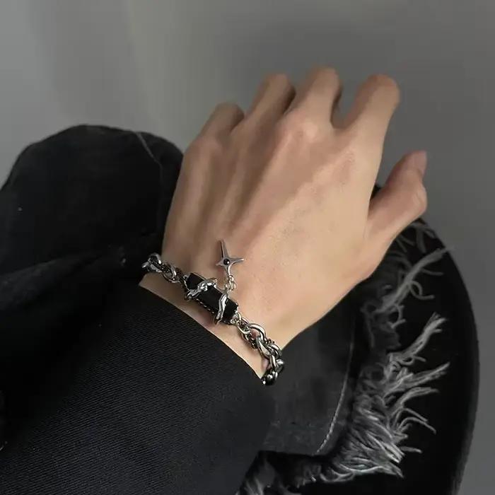 Bracelet rétro en Zircon noir pour hommes et femmes