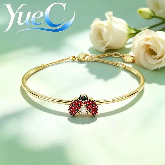 Parure de bijoux 2026 YueC Coccinelle Mignonne en Zircon Cubique, Collier, Boucles d'oreilles, Bracelet, Mode Luxe Léger