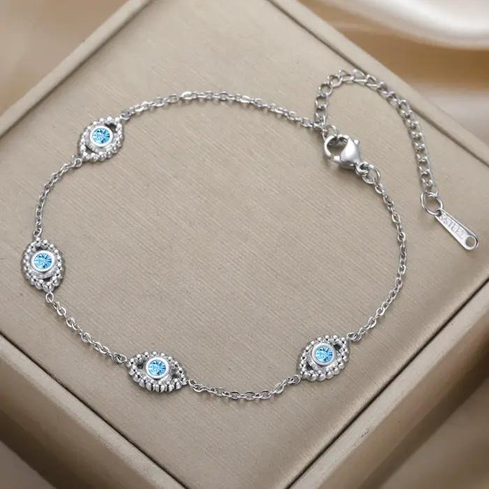 LIKGREAT Bracelet bohème mauvais œil pour femmes Protection bleu Zircon réglable cheville turc bonne chance bijoux cadeau pour elle