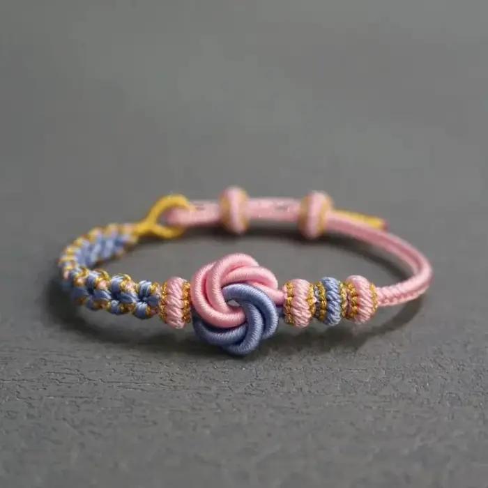Bracelets réglables à la mode Mandala noeud fleur de pêcher