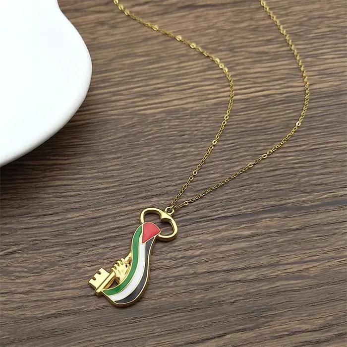 Collier en acier inoxydable et or émaillé pour hommes et femmes