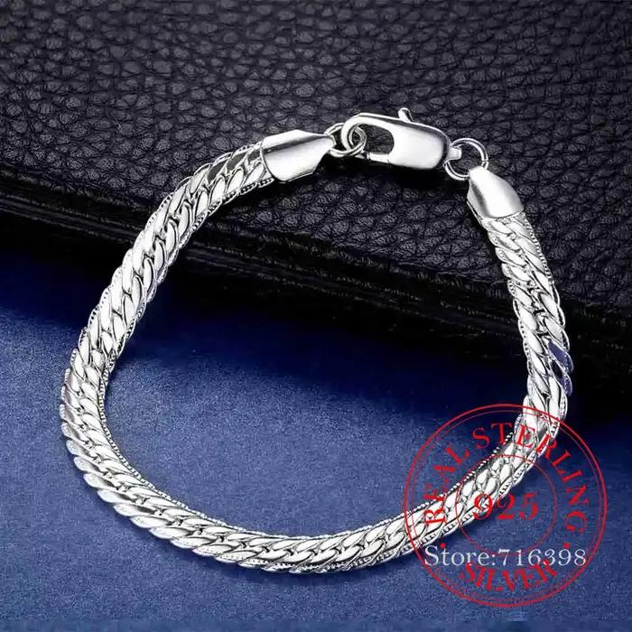 Bracelet en argent regardé 925 pour hommes et femmes, motif tressé, mode JOWedding, fête de fiançail