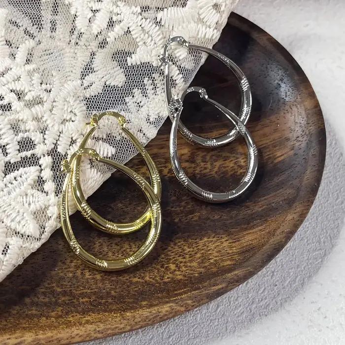 BF CLUB 925 boucles d'oreilles en argent Sterling pour les femmes à la mode Simple grand ovale or boucle d'oreille bijoux prévenir l'allergie accessoires de fête