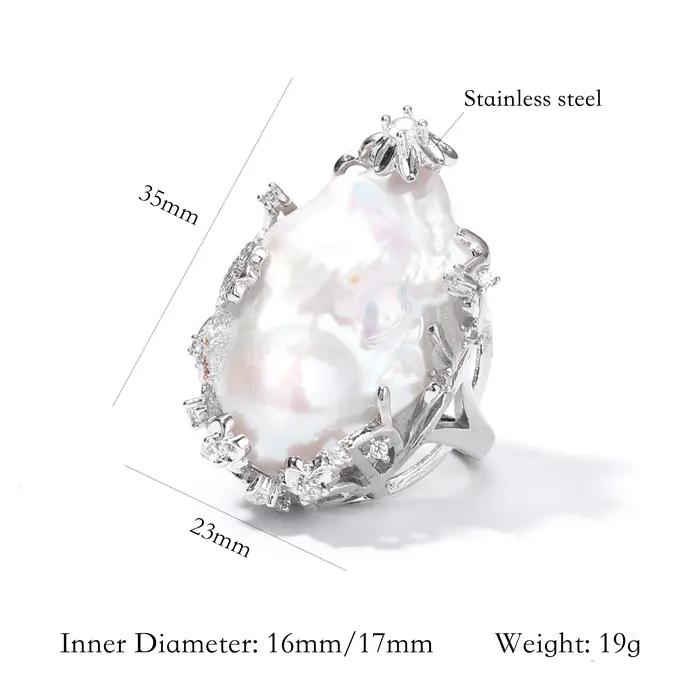 Bague en perles baroques 100% naturelles d'eau douce