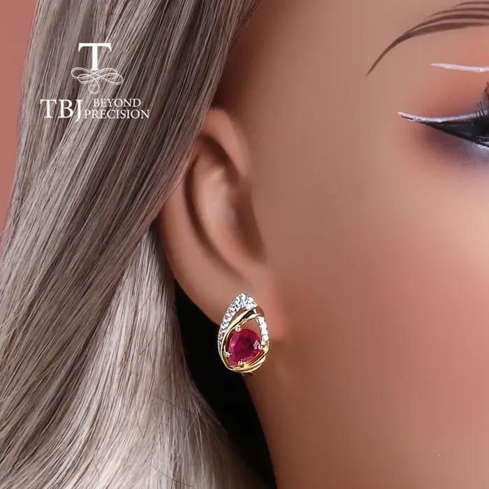 Tbj – boucles d'oreilles en forme de poire naturelle