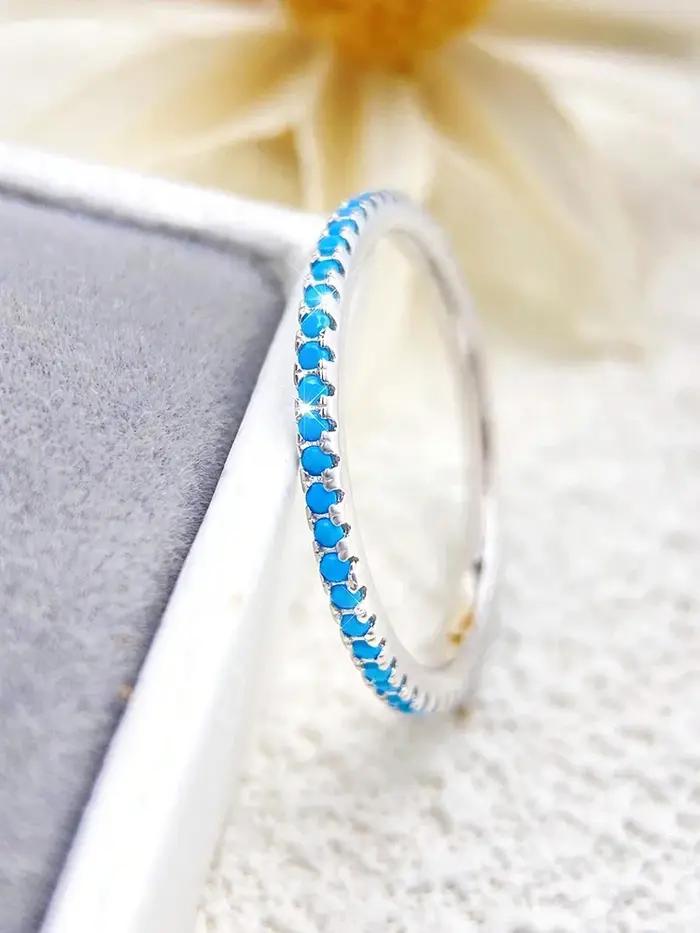 Bague en argent sterling 925 sertie de zircon blanc élégante pour femmes occasions formelles et quotidiennes alliance mariage bijoux personnalisés