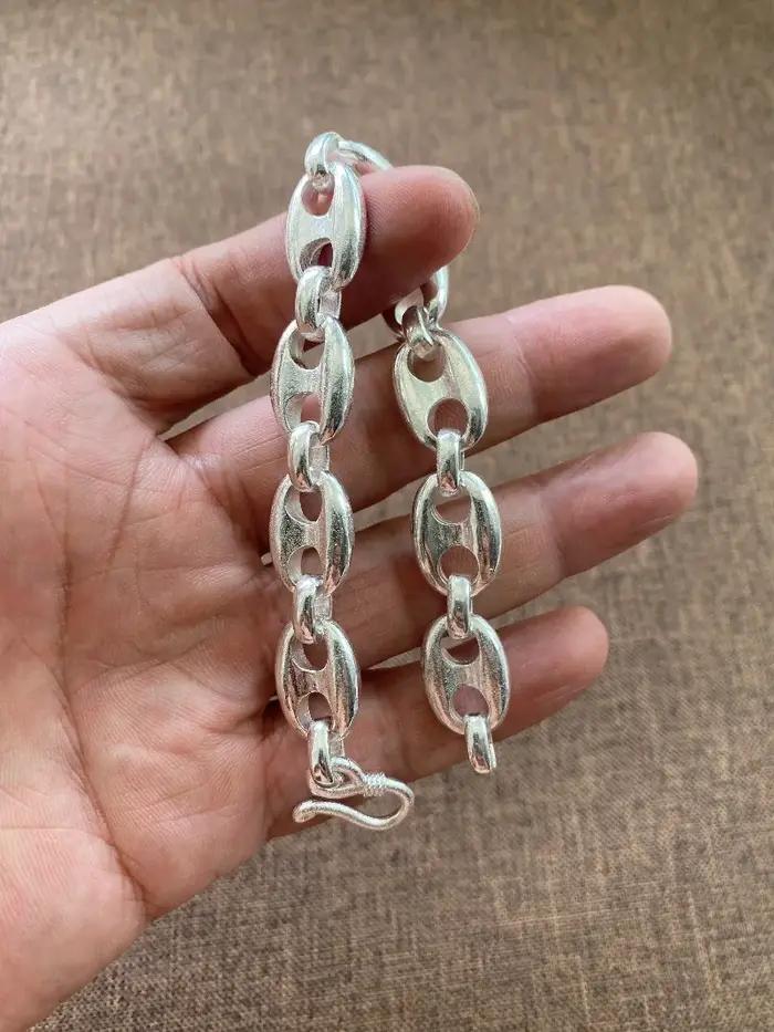 Bracelet à maillons marinés en cuivre blanc