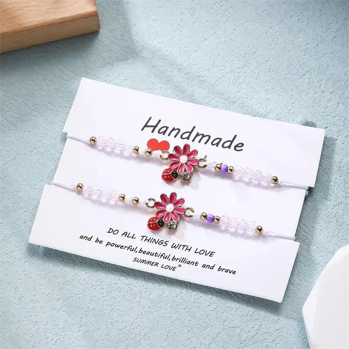 Bracelet tendance et mignon en forme de coccinelle et de marguerite pour femmes