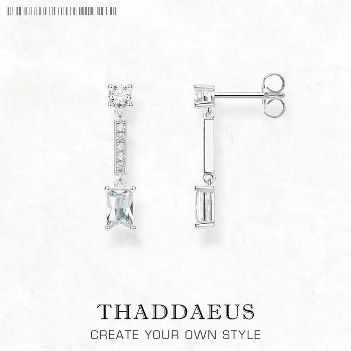 Clous d'Oreilles en Argent Sterling 925 pour Femme, Bijou au Design Moderne et Graphique Européen, C
